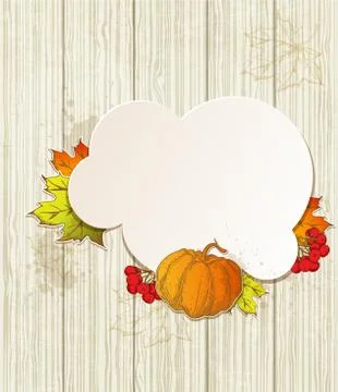 Background with pumpkin and leaves Stock Illustration