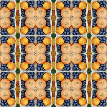Background from pumpkins and plums. A pattern from vegetables, effect of a ka 写真素材