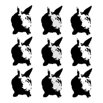 Background of rabbit silhouettes. Vector illustration. Stock Illustration
