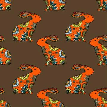 Background with rabbits. Illustrazione stock