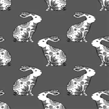 Background with rabbits. Illustrazione stock