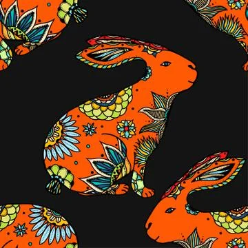 Background with rabbits. Stock Illustration