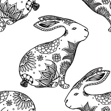 Background with rabbits. Illustrazione stock