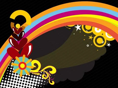 Background with rainbow stripes, heart artwork Stock Illustration