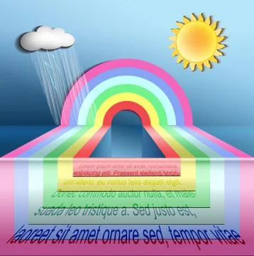 Background, rainbow, the sun, cloud, rain . Vector Stock Illustration