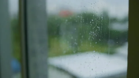 Background of raindrops on glass Stock Footage 166575731