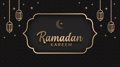Background of the Ramadan Kareem greetings in black background Stock Footage