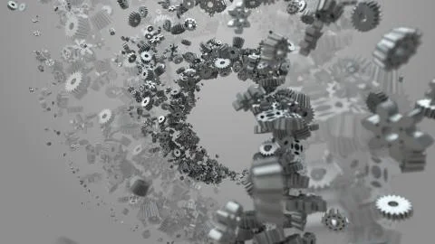 Background with random form of gear and cogwheels Stock Illustration