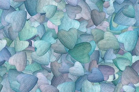 Background of randomly scattered hearts Illustrazione stock