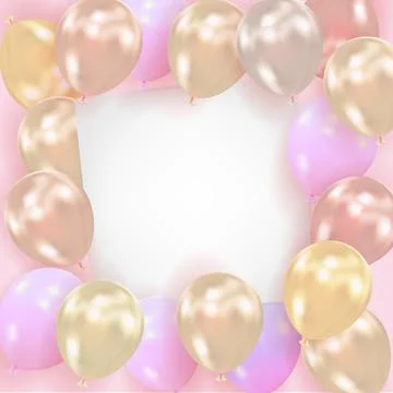 Background with realistic balloons. Composition from realistic glossy balls Stock Illustration