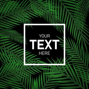 Background of realistic leaf palm on black. Your text here. Vector illustrati Stock Illustration