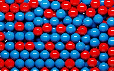 Background of red and blue balls shiny spheres, round candy dragee or sweet 스톡 일러스트