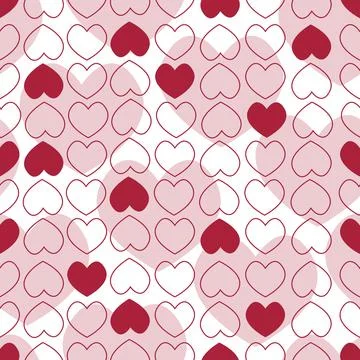 Background of red and white small and large hearts, seamless pattern. Stock Illustration