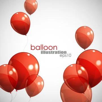 Background with red balloons Stock Illustration