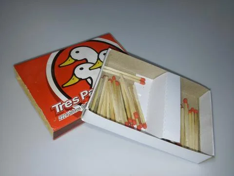 A background of a red box of matches Tres Patitos Stock Photos