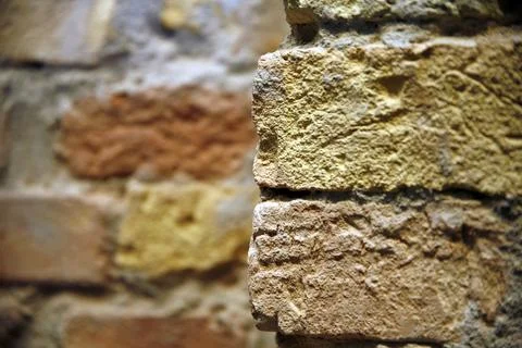 Background of red brick wall corner pattern texture Stock Photos