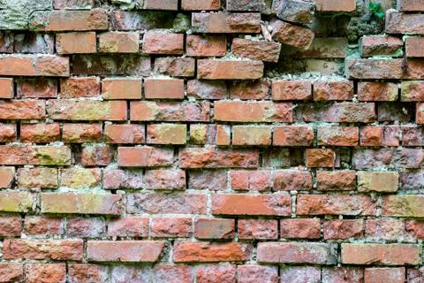 Background of red brick wall pattern texture. Stock Photos