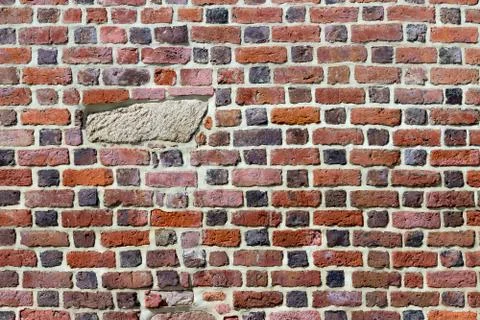 Background of red brick wall pattern texture. Stock Photos