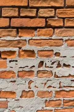 Background of red brick wall pattern texture. Stock Photos