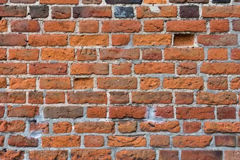 Background of red brick wall pattern texture. Stock Photos