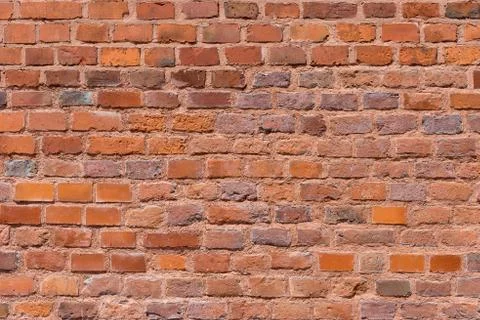 Background of red brick wall pattern texture. Stock Photos