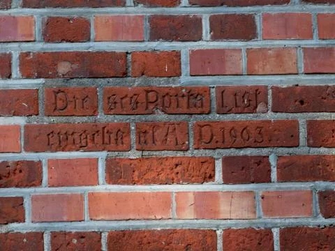 Background of red brick wall pattern texture Stock Photos