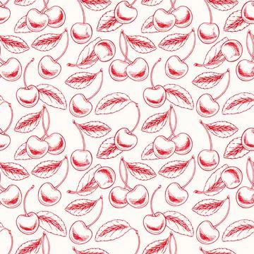 Background with red cherry Illustrazione stock