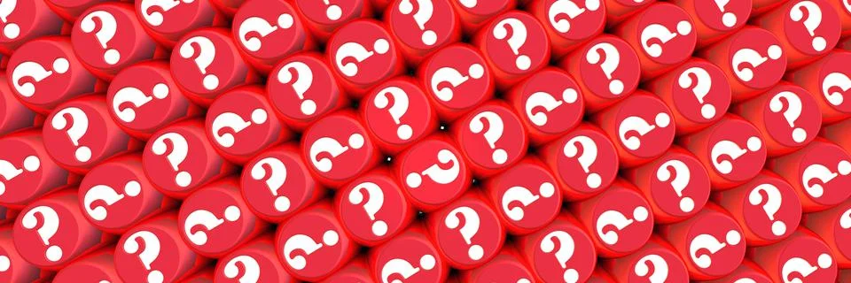 Background from red cubes with question marks Stock Illustration
