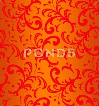 Background of red floral spiky swirls Stock Illustration