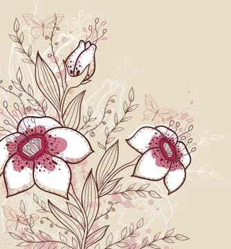 Background with red flowers Stock Illustration