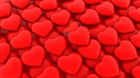 Background of red hearts and devil heart with horns Stock Illustration