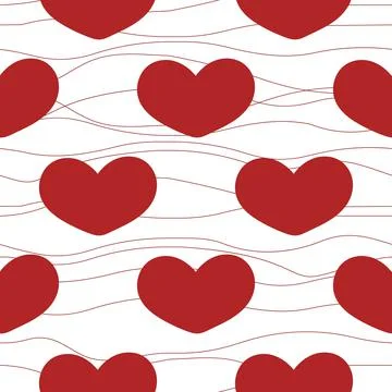 Background with red hearts and thread vector illustration 스톡 일러스트