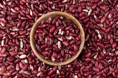 Background of red kidney beans close up, top view Stock Photos
