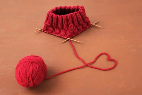 Background with red knitting Stock Photos