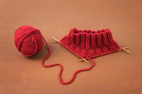 Background with red knitting Stock Photos