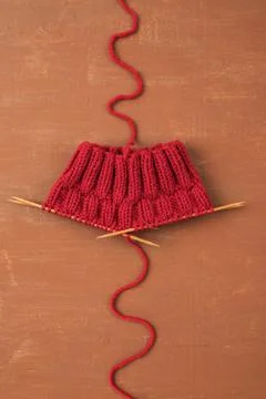 Background with red knitting Stock-Fotos