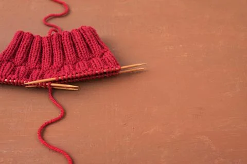 Background with red knitting Stock Photos