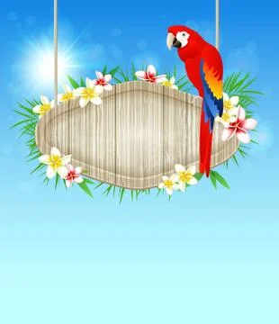 Background with red parrot Stock Illustration