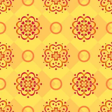 Background, red pattern on yellow Stock Illustration