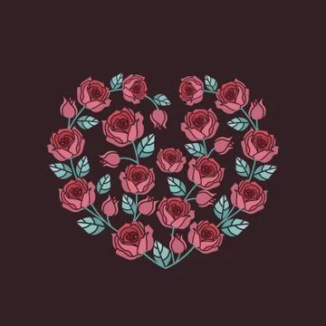 Background with red roses Stock Illustration