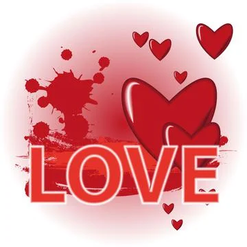 Background in red tones with hearts for St. Valentine's Day Stock Illustration