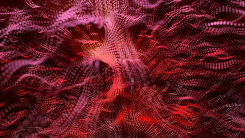 Background of red-violet particles flying on a black background. 3d render Stock Footage 124596878