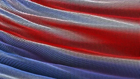 Background red wave satin fabric, silk fabric corrugated slowly Stock Footage 133122740