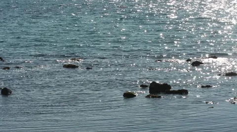 Background with reflections on the sea with stones Stock Footage 65498543