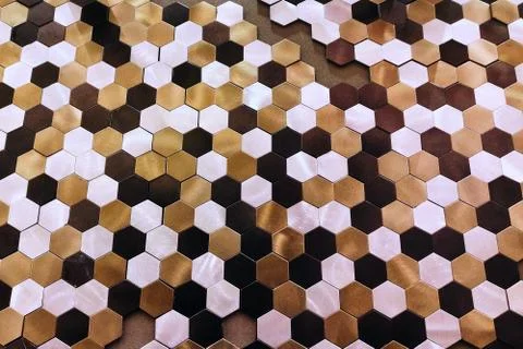 Background of regular hexagons, white, black and yellow colors Stockfoto's