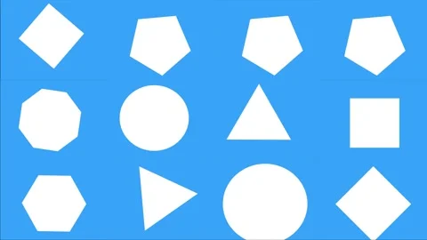 Background of regular shapes animation, flat design with white and blue color Vidéo 331252057