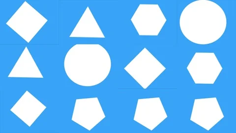 Background of regular shapes animation, flat design with white and blue color Vidéo 331252059