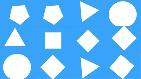 Background of regular shapes animation, flat design with white and blue color Vidéo 331252060