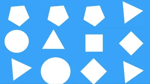 Background of regular shapes animation, flat design with white and blue color 库存影片 331252062