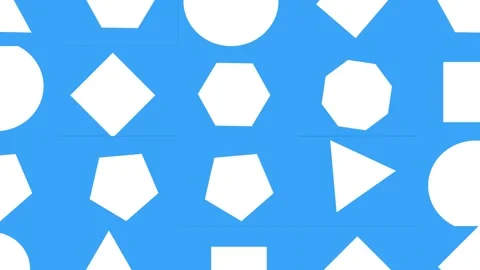 Background of regular shapes animation, flat design with white and blue color Stock Footage 331252064